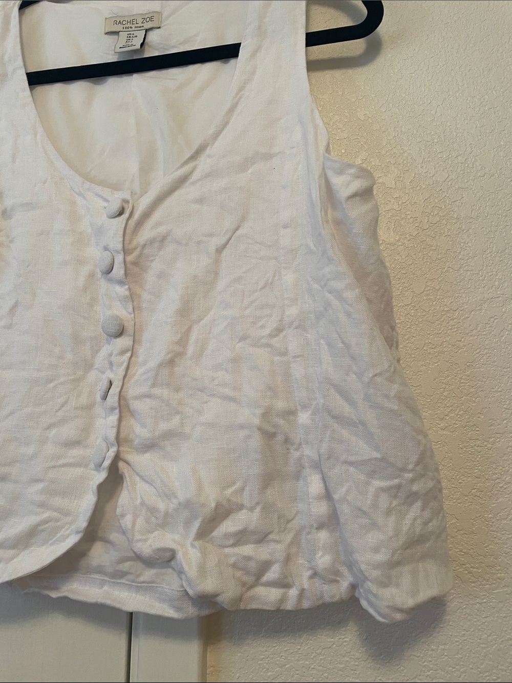 Rachel Zoe White Sleeveless Button-Front Linen Top - Picture 4 of 5
